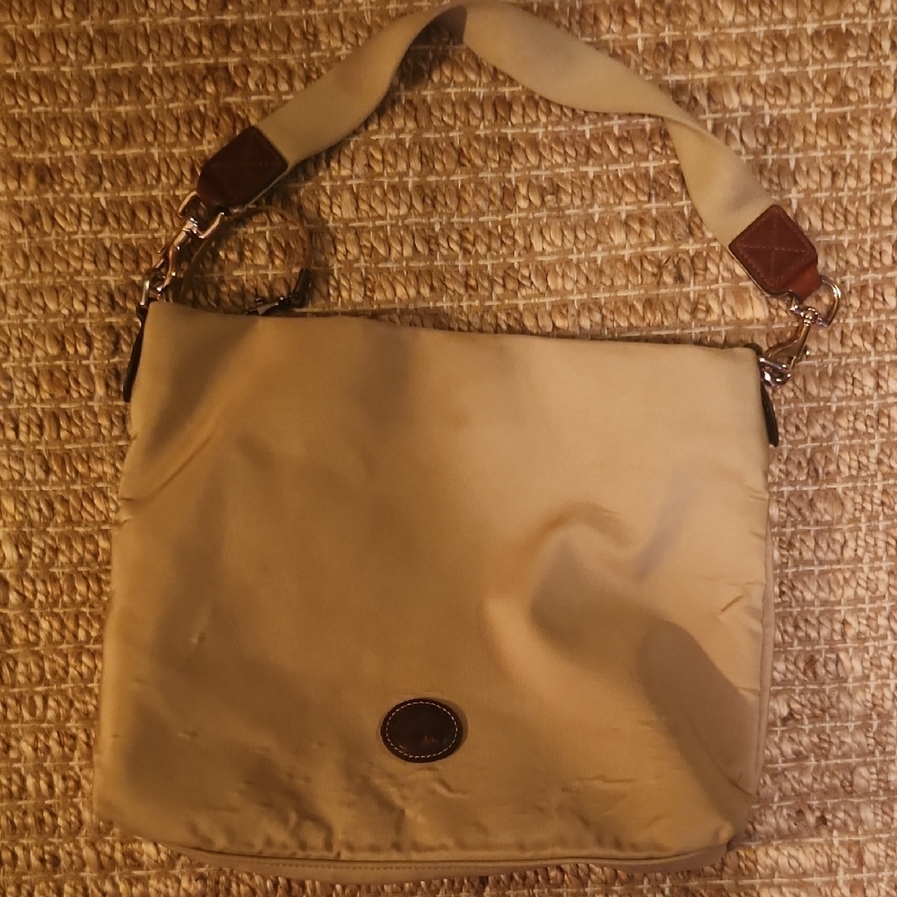 Dooney & Bourke Tan Canvas Large  Hobo Tote Bag with Classic Design